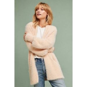 Knitted & Knotted Anthro | Pocketed Oversized Eyelash Cardigan Blush Nwot